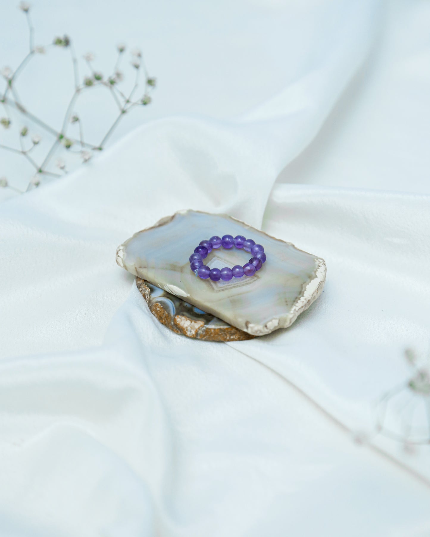 Amethyst Finger Bead Ring