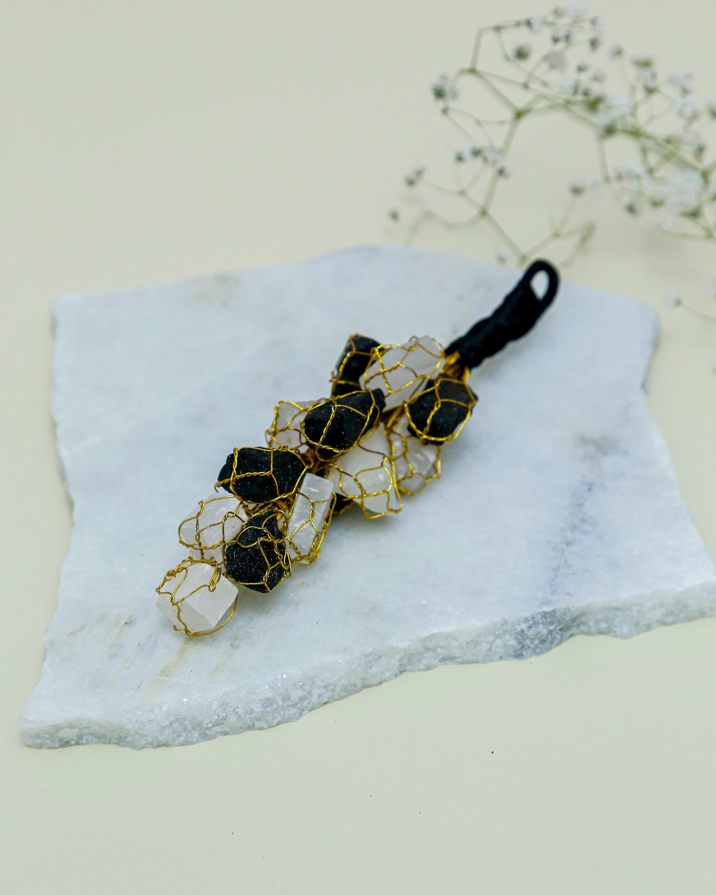 Black Tourmaline & Selenite Hanger