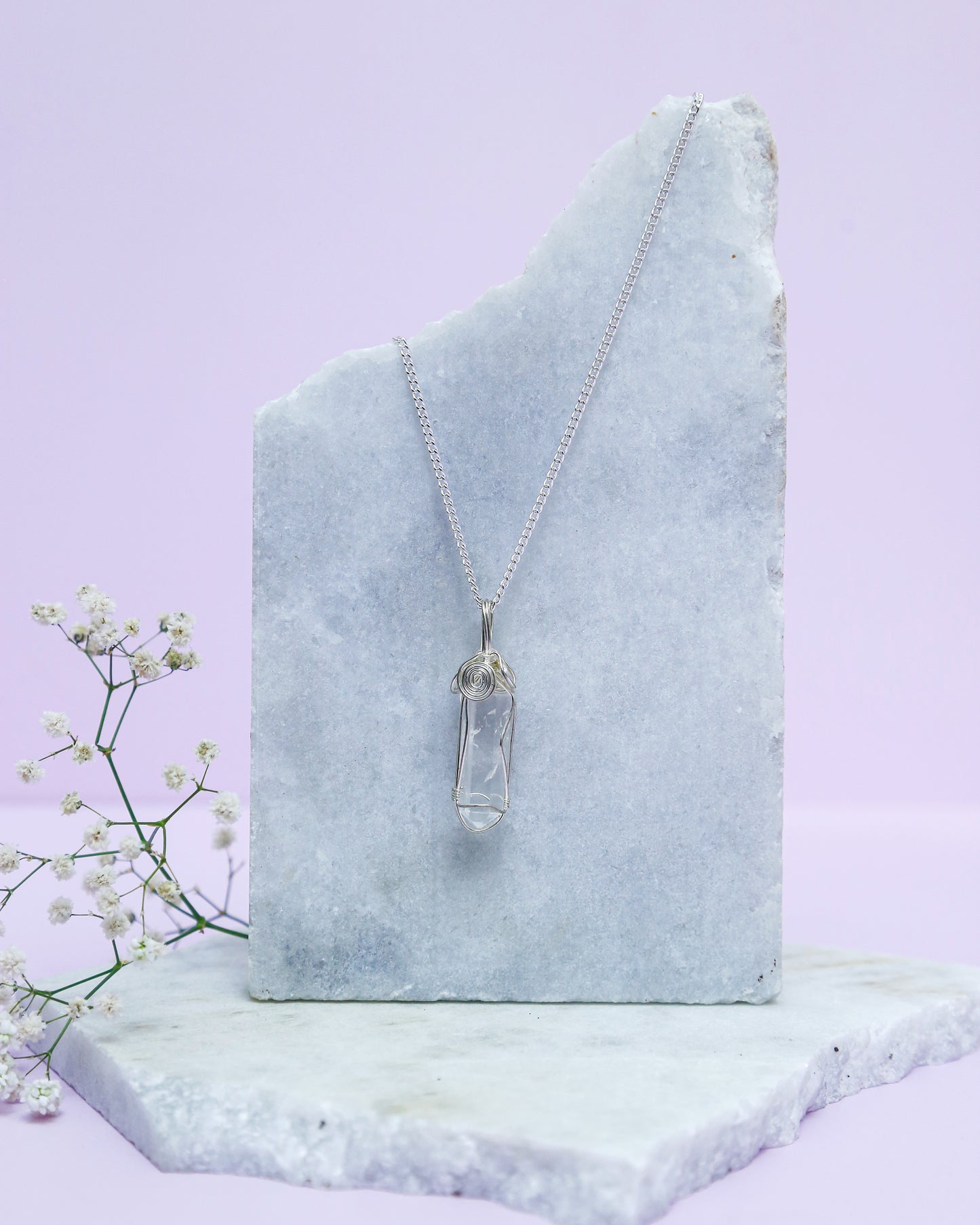 Clear Quartz Pencil Pendant (with wire)