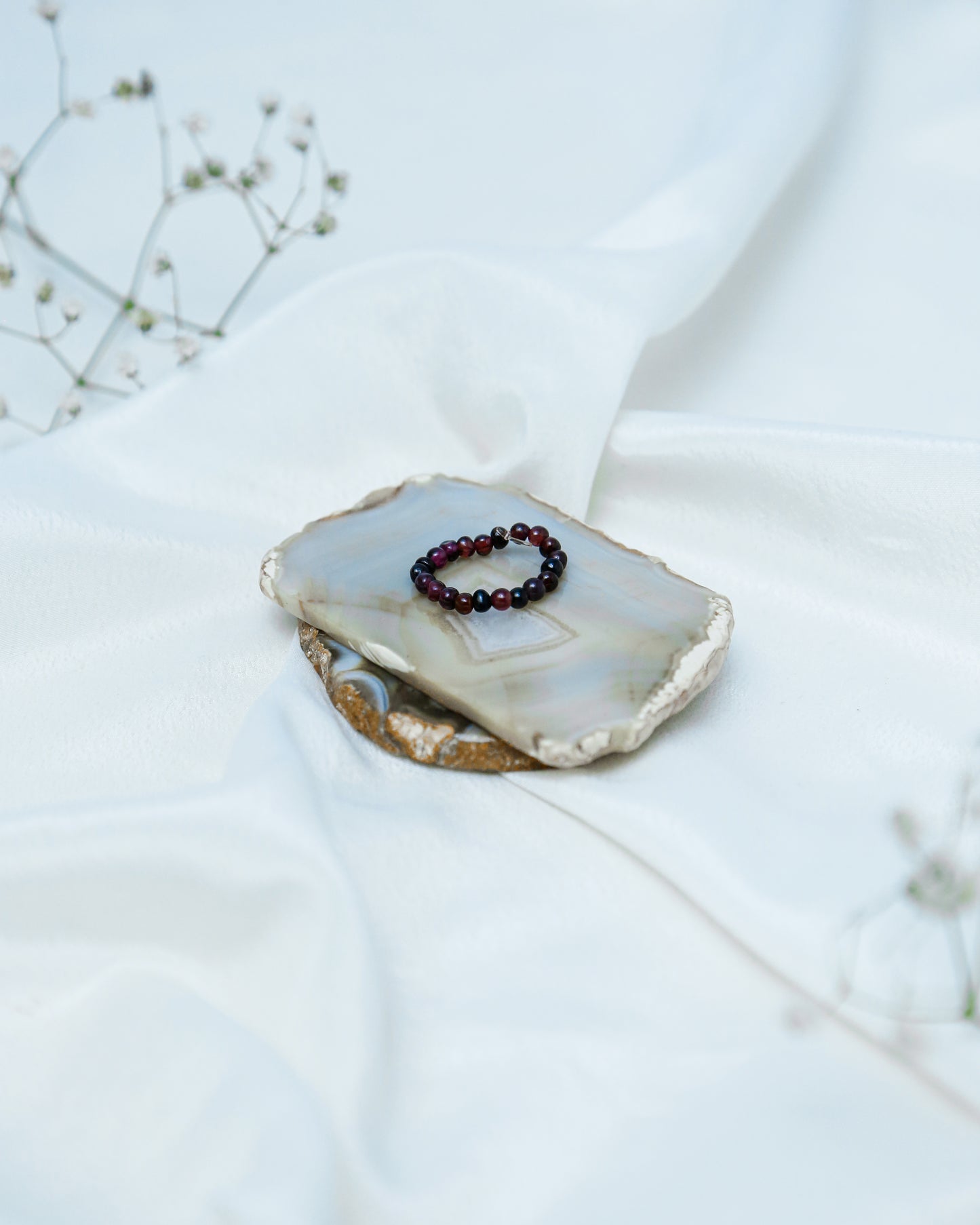 Garnet Finger Bead Ring