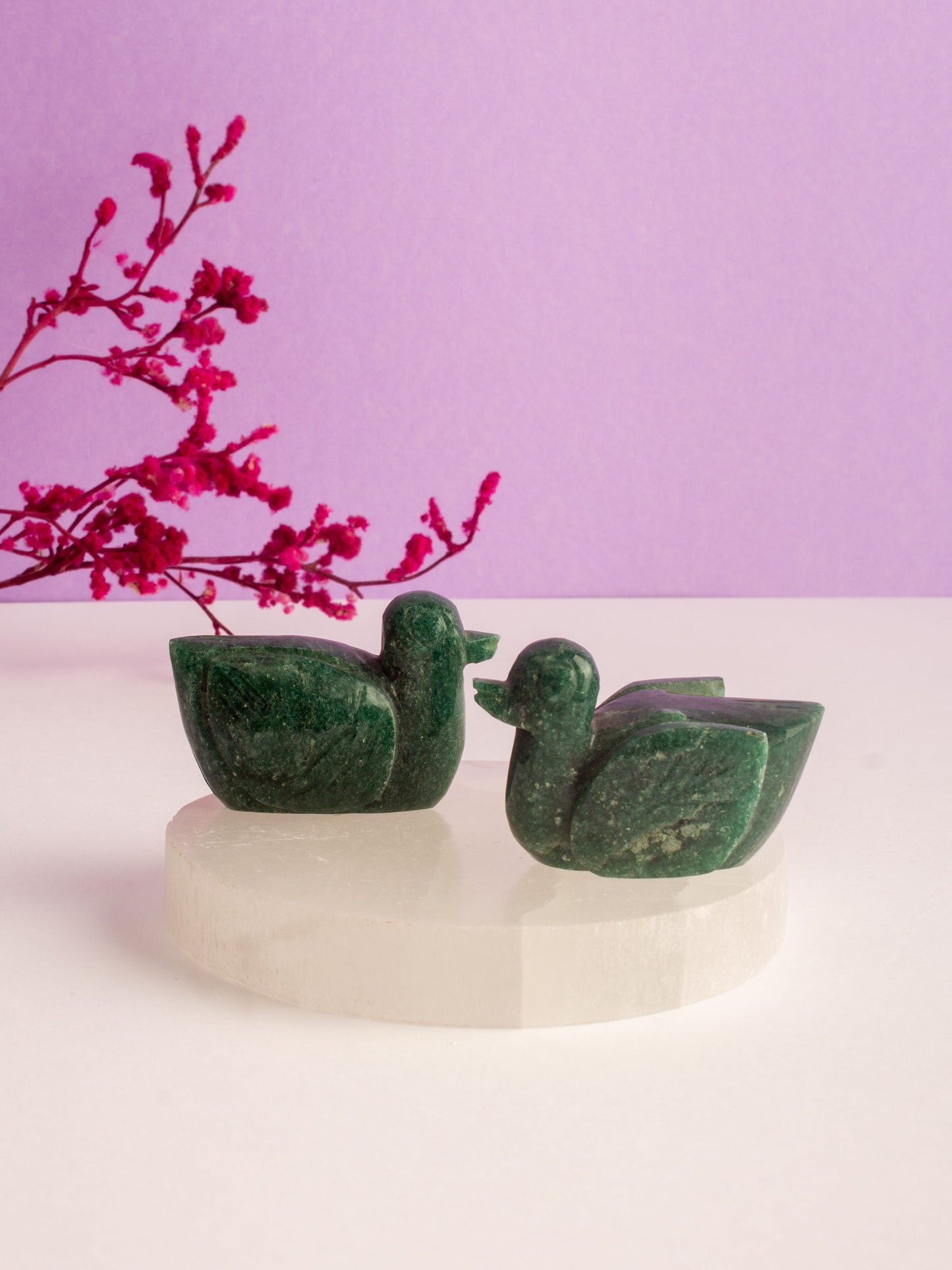 Green Aventurine Duck Pair