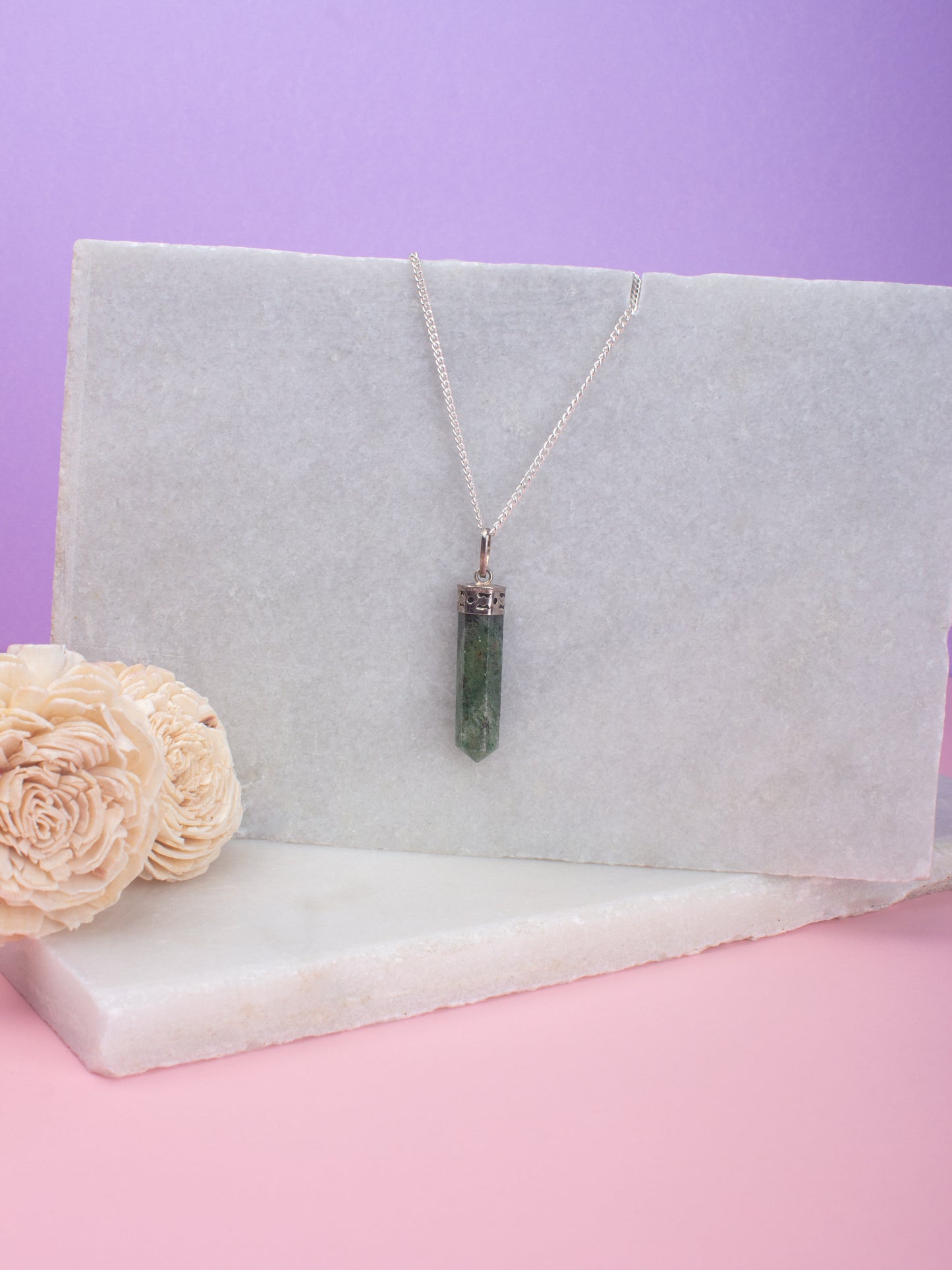 Dark Green Aventurine Pencil Pendant