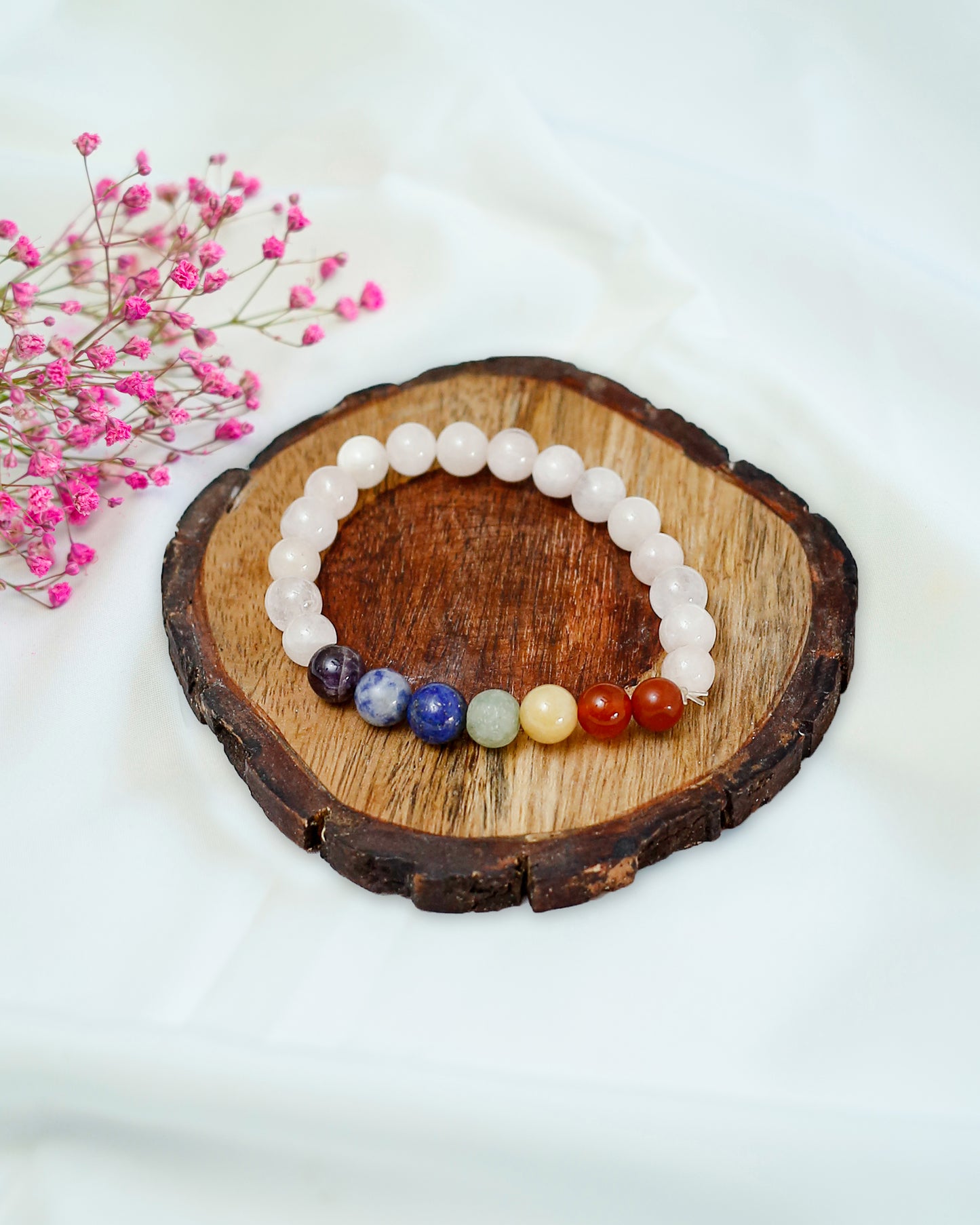 Rose Quartz & 7 Chakra Bracelet