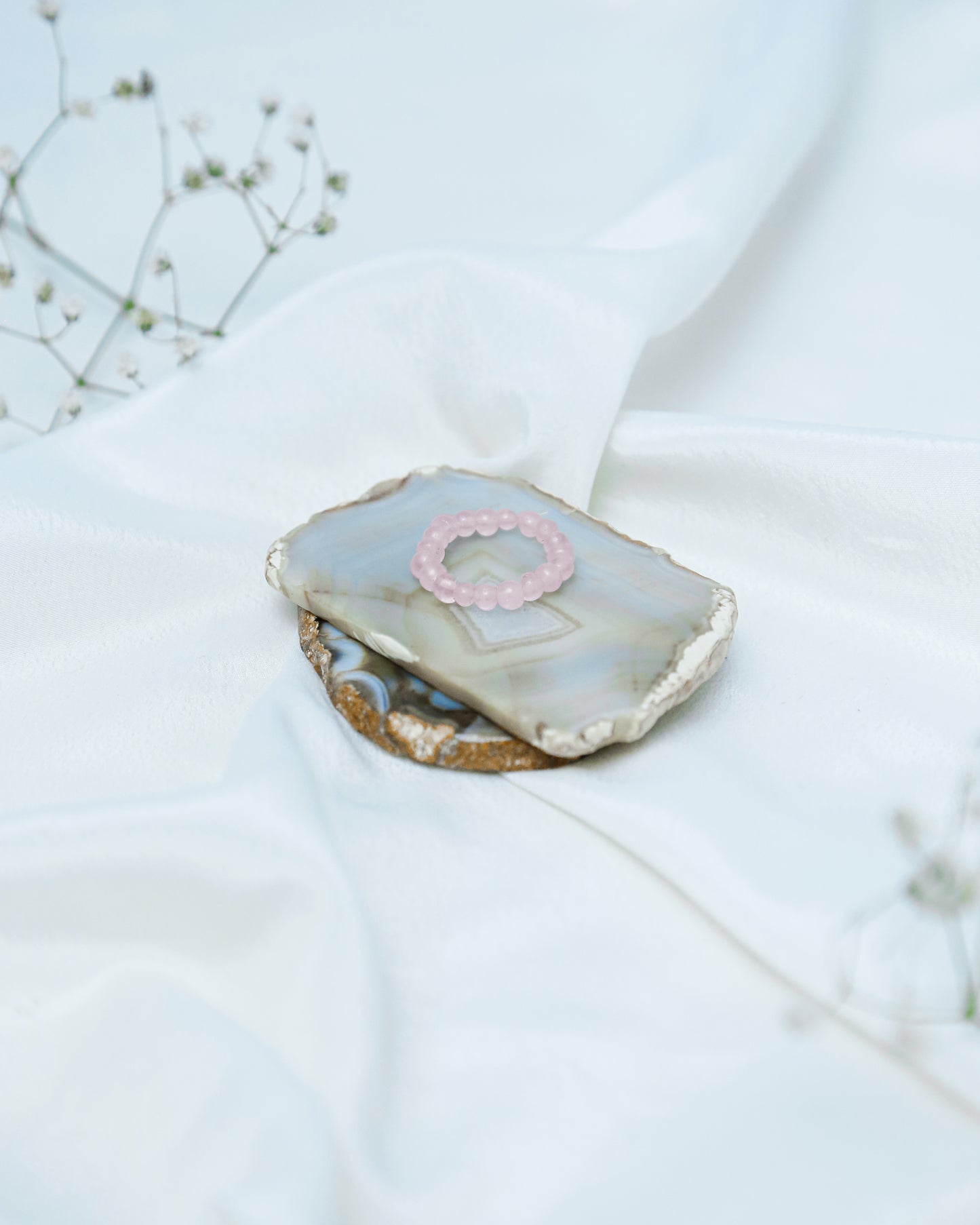 Rose Quartz Finger Bead Ring