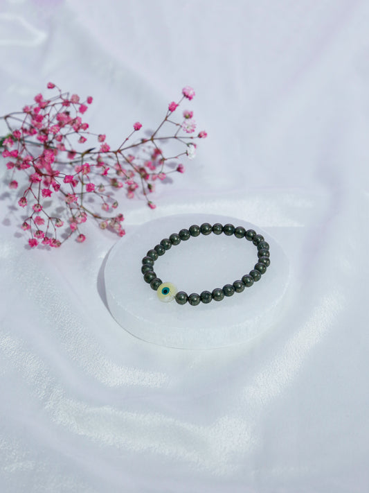 Pyrite Bracelet (with evil eye charm)