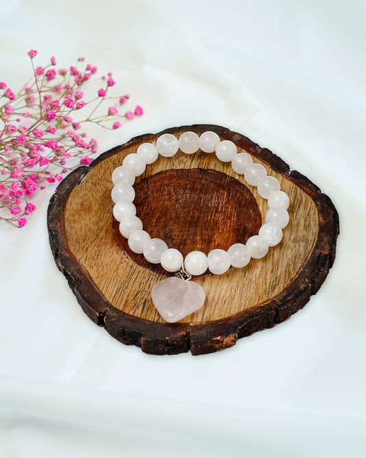 Rose Quartz Bracelet (with heart stone)