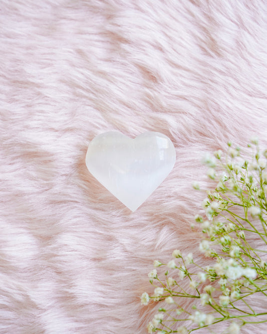 Selenite Heart Stone