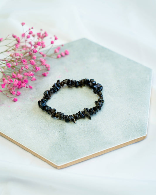 Smoky Quartz Chips Stone Bracelet