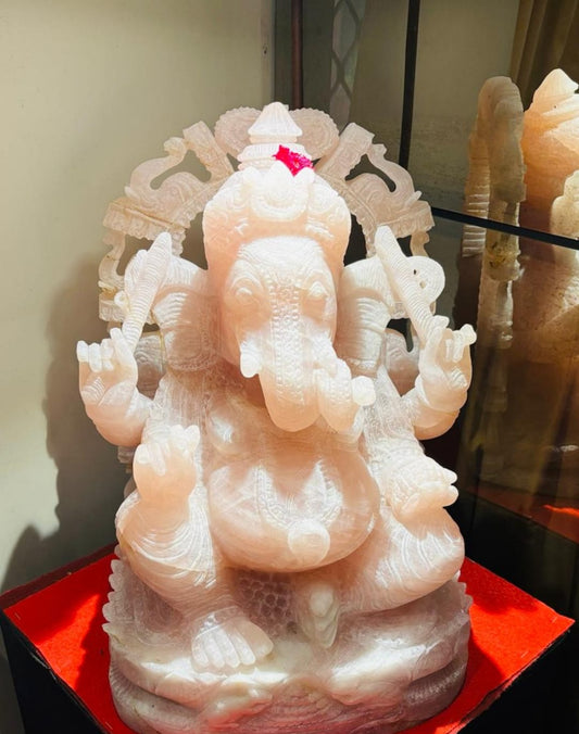 Rose Quartz Ganpati Idol